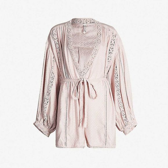 SOLD Free People Medium Romper Relaxed Barely Pink - Picture 9 of 9